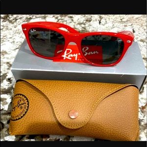 New Ray Ban RB2132 Red Nylon Wayfarer Sunglasses